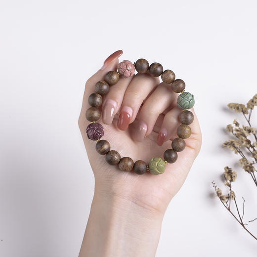 xy0460沉香+阿拉善玛瑙莲花子手串 商品图9