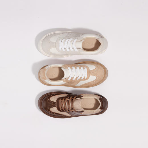 lost in echo2025秋冬新款时尚复古手工布洛克真皮厚底休闲运动鞋 商品图1