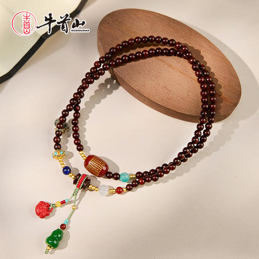 牛首山文创印度小叶紫檀双圈手串送闺蜜朋友手饰国潮原创节日礼物 商品图4