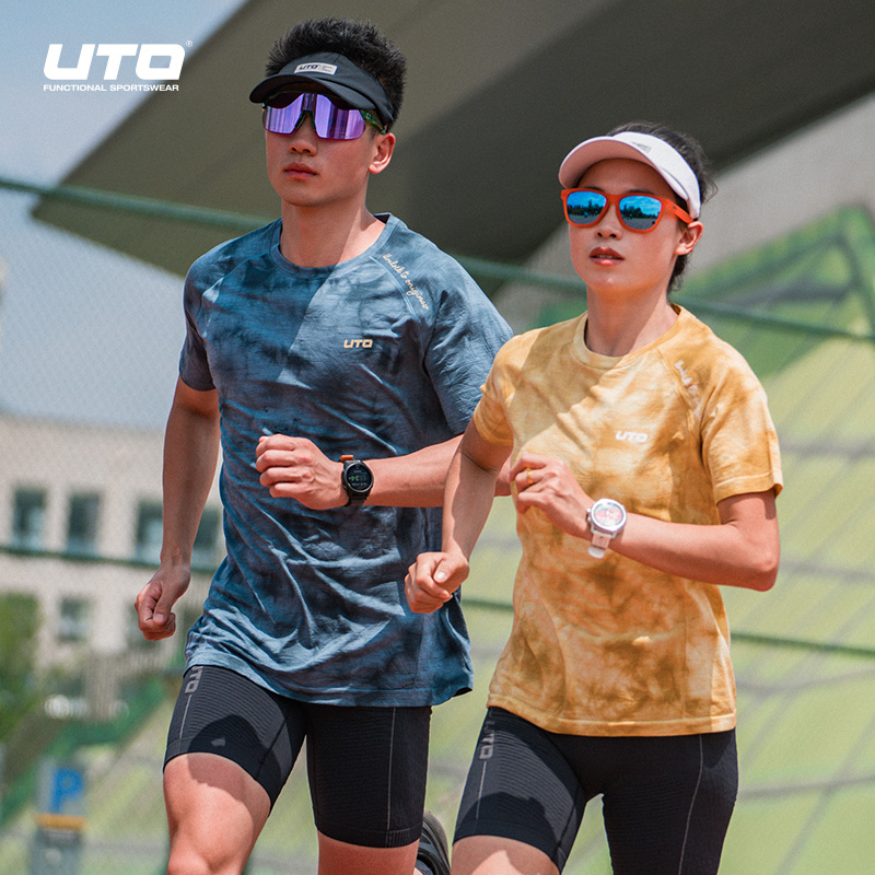 UTO/悠途羊毛扎染速干短袖男女款夏季户外透气休闲半袖跑步T恤