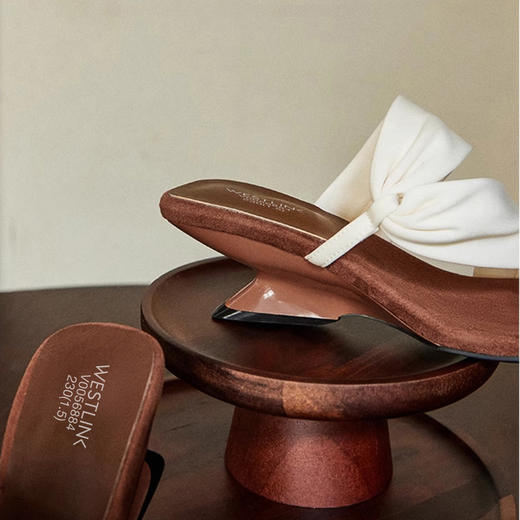 西遇法式凉拖鞋女夏外穿新款超火仙女方头一字带露趾坡跟凉鞋V0056884 商品图5