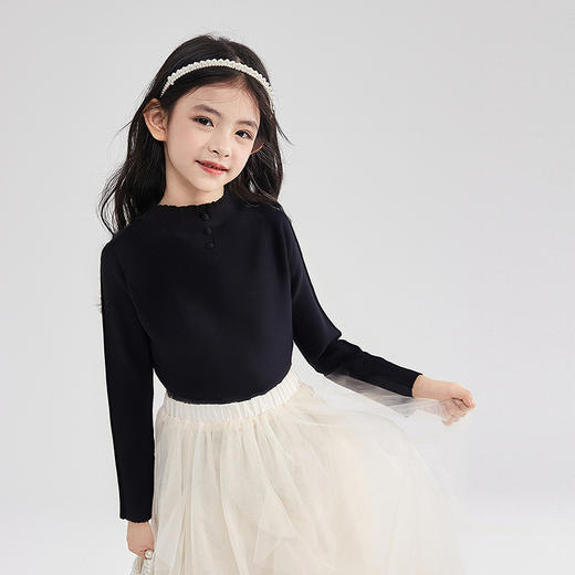 笛莎Deesha 童装女童毛衫2025秋新款女童半高领正肩打底毛衣 商品图1