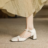 阿么手工女鞋夏季粗跟一字带凉鞋镂空仙女风2025新款不累脚5.5CM 商品缩略图4