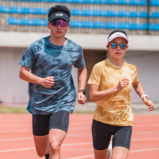 UTO/悠途羊毛扎染速干短袖男女款夏季户外透气休闲半袖跑步T恤 商品图1