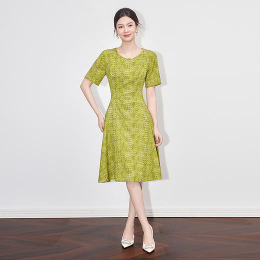 「高货wl」全新升级【铂金会员321/天猫429/差价108】(02818)洛诗琳气质圆领收腰印花裙2025夏季小众设计感减龄连衣裙 商品图0