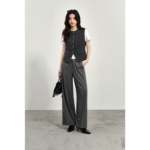 【商场同款】诗凡黎松紧腰直筒休闲长裤2025春新款女3G3150101 商品图1