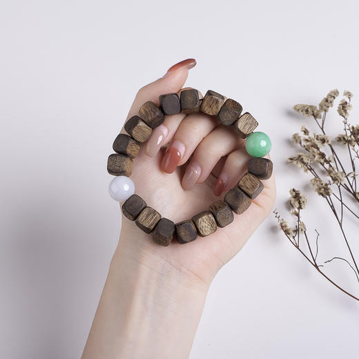 xy0458沉香+翡翠方形珠手串 商品图7