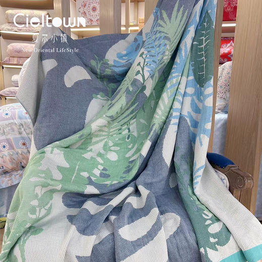 【爆款】CIELTOWN/夏尔小镇纯棉多功能毯一叶子寄青 商品图2