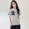 【商场同款】【萌宠系列】诗凡黎猫咪字母印花T恤2025夏新款宽松短袖3G4600621 商品缩略图0