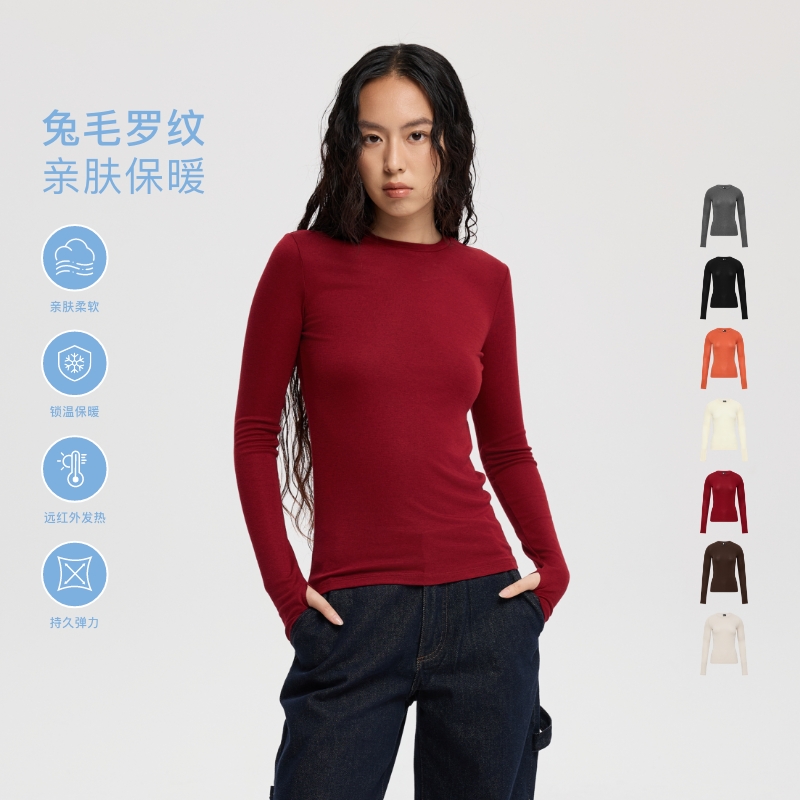 oneup兔毛圆领长袖打底衫