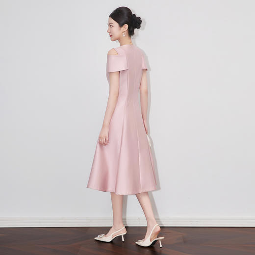 「高货wl」全新升级【铂金会员330/天猫449/差价119】(94554)洛诗琳法式轻奢钉钻连衣裙2025夏季露肩收腰显瘦裙子女 商品图2