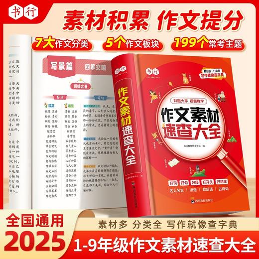 小学作文素材速查大全1-9年级词语积累作文金句归类大全优美句子好词好句素材素材 商品图3