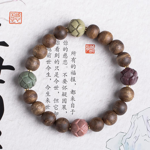 xy0460沉香+阿拉善玛瑙莲花子手串 商品图0