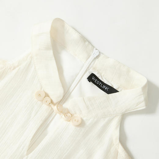 西遇挂脖连衣裙女夏季新款温柔水滴盘扣高腰新中式国风长裙V0051039 商品图5