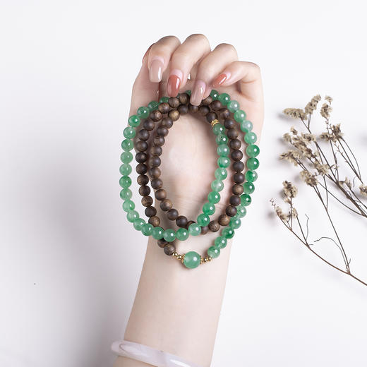 xy0461沉香+非洲翠多圈手链项链 商品图7