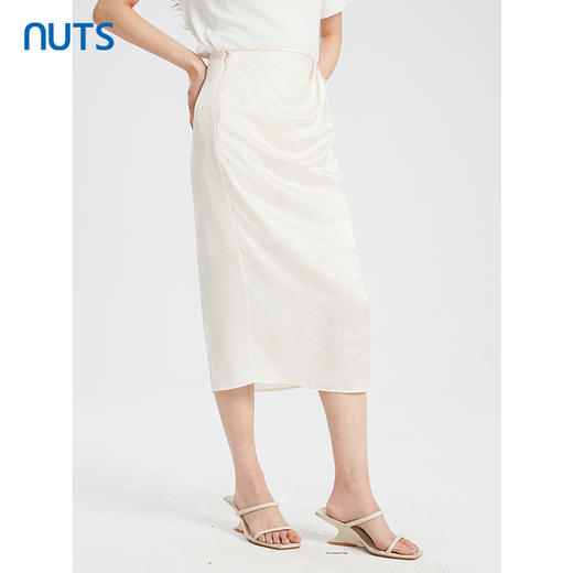 NUTS商场同款夏季高级感气质褶皱开叉长款半身裙428061539 商品图2