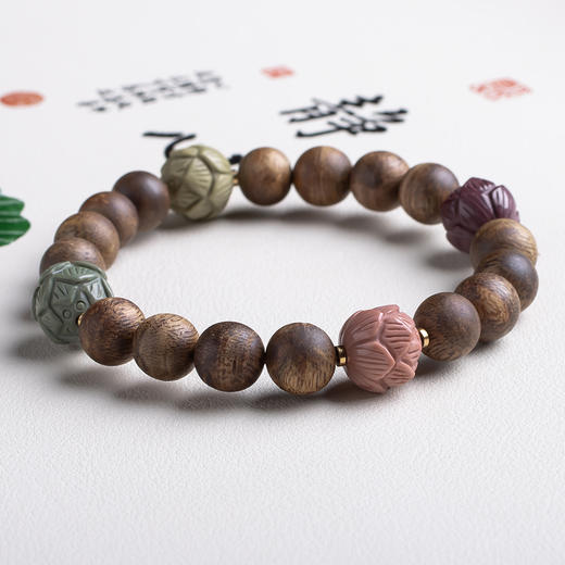 xy0460沉香+阿拉善玛瑙莲花子手串 商品图2