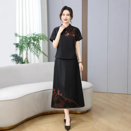 丁摩真丝香云纱龟纹国风复古半裙新中式高腰100%桑蚕丝小黑裙AL 商品图3