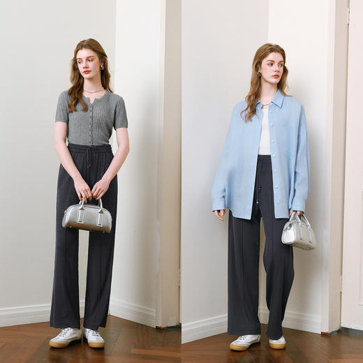 【商场同款】诗凡黎高腰垂感休闲裤2025夏新款百搭长裤3G5250581 商品图1