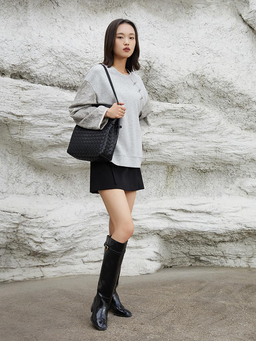 新中式美学！盘扣拼接提花袖灰色卫衣，解锁国潮时尚新体验 商品图1