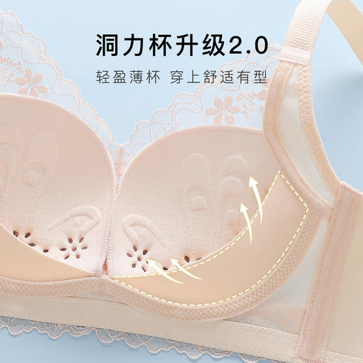 【透气洞洞杯】时尚蕾丝上托聚拢内衣女轻薄有型收副乳无钢圈文胸桃花仙姿 商品图4