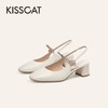 KISSCAT接吻猫  [幸运花]玛丽珍25夏新粗跟后空鞋法式高跟凉鞋女 商品缩略图1