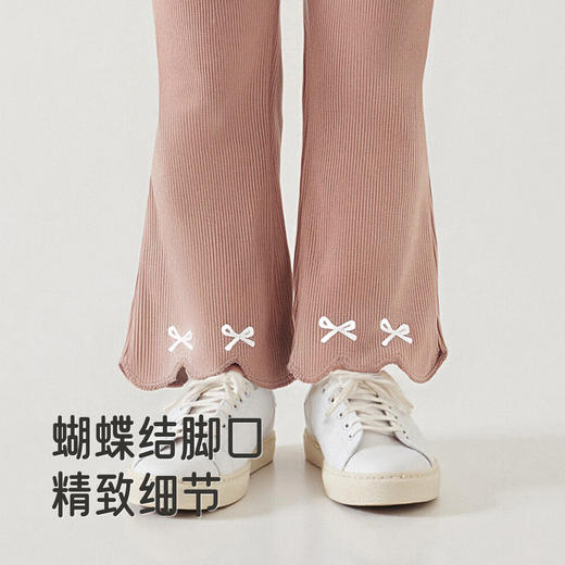 【商场同款】英氏儿童裤子秋季海岛绒休闲女童喇叭裤休闲加绒长裤 商品图3