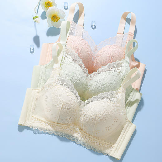 【透气洞洞杯】时尚蕾丝上托聚拢内衣女轻薄有型收副乳无钢圈文胸桃花仙姿 商品图7