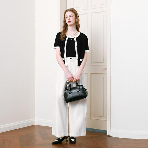 【商场同款】诗凡黎小香风圆领针织衫25夏新款短袖开衫3G4130771 商品图1