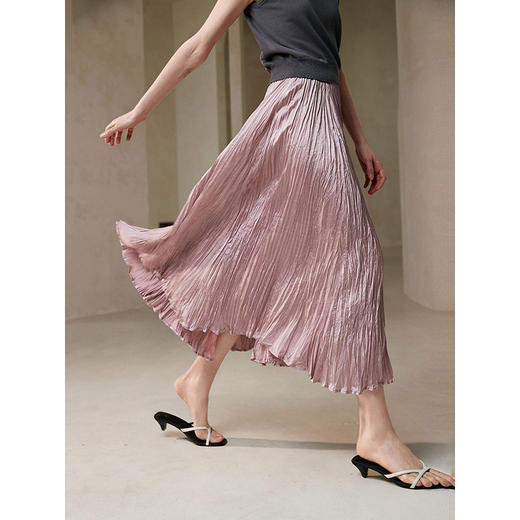 棉仓362617011-初棉流光溢彩手工压褶半身裙 商品图0