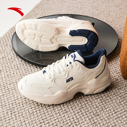 【399任选2件】安踏经典休闲鞋男厚底舒适软度运动鞋百搭时尚黑色男鞋112538814 商品图1