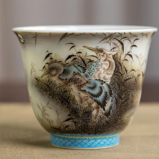 一儒堂珐琅料边芦苇白鹭铃铛杯 商品图1