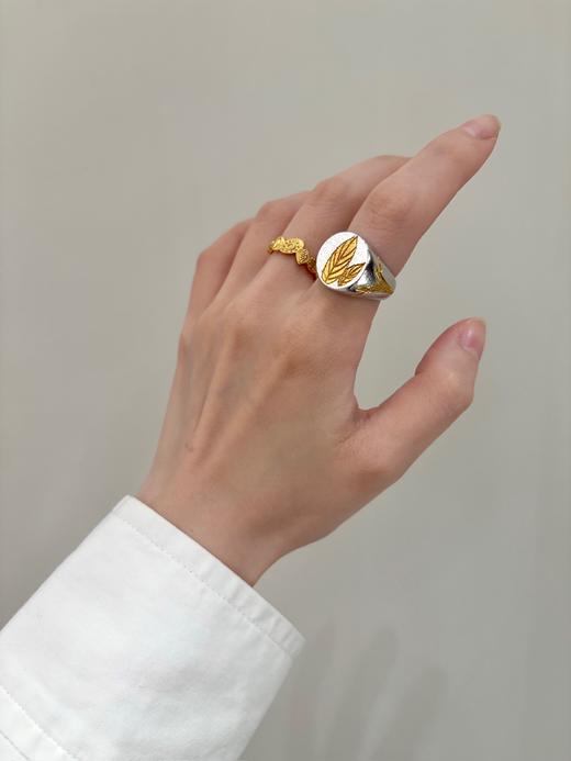 TINOM｜010325 Folium 叶刻戒指 [ 银 / 金银混 ] 商品图1