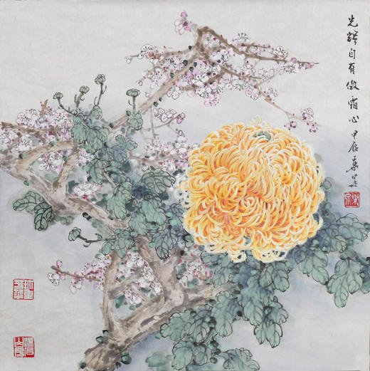 叶泉《光辉自有傲霜心》国画原作68CM*68CM 手绘宣纸花卉作品 商品图1