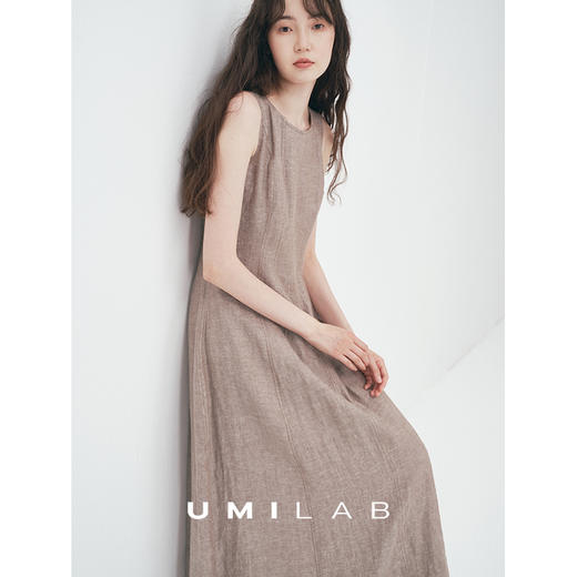 UMILAB｜流沙*侘寂美学BC私服亚麻金银丝收腰显瘦无袖连衣裙D818W 商品图2