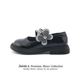 笛莎Deesha 女童童鞋2025秋新款浅口低帮皮鞋