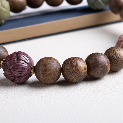 xy0460沉香+阿拉善玛瑙莲花子手串 商品图7