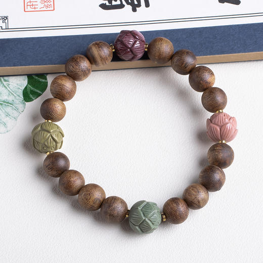 xy0460沉香+阿拉善玛瑙莲花子手串 商品图4