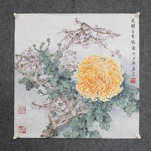 叶泉《光辉自有傲霜心》国画原作68CM*68CM 手绘宣纸花卉作品 商品图6