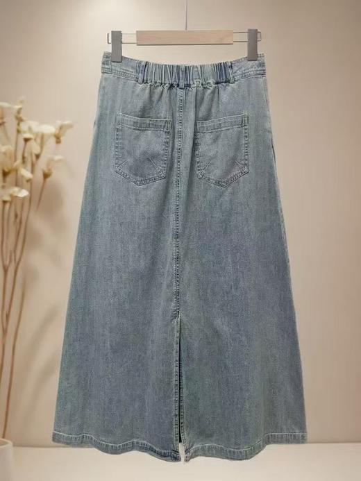 【时装系列】ME TOWN'S 1021 复古做旧100%后开叉长款牛仔半裙M1-2-喜出 商品图3