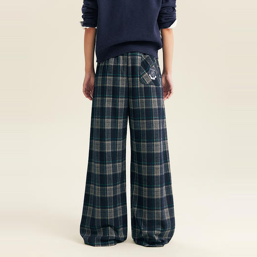 笛莎Deesha青少年女童裤子2025秋季女童复古格纹直筒休闲裤 商品图4