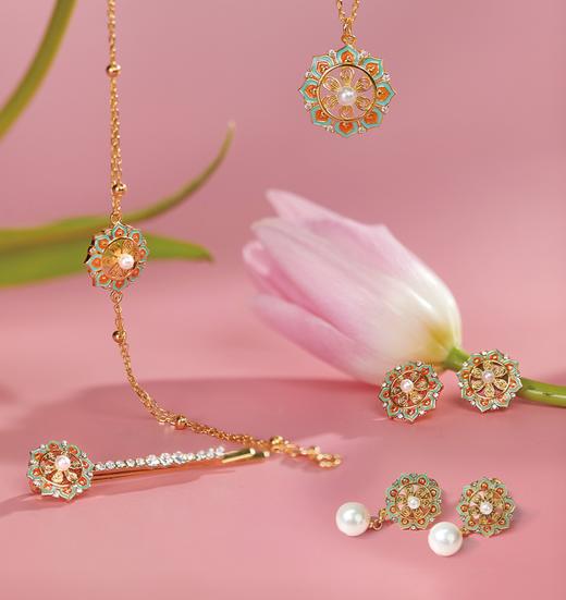 牛首山福藻到项链手链敦煌风银镀金花丝冷珐琅工艺节日纪念礼物 商品图0