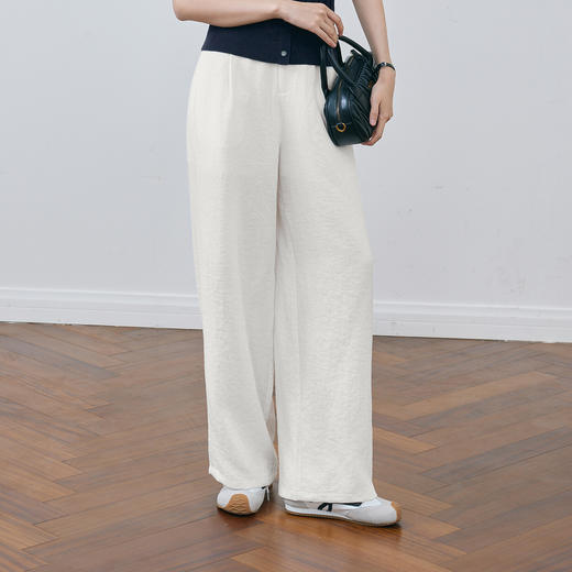 【商场同款】诗凡黎老钱风白色休闲裤2025夏新款直筒裤3G5151681 商品图0