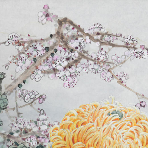 叶泉《光辉自有傲霜心》国画原作68CM*68CM 手绘宣纸花卉作品 商品图5