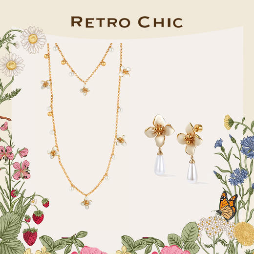 Garden of Eden 伊甸园系列 | 白色四瓣花贝珠套装 商品图0