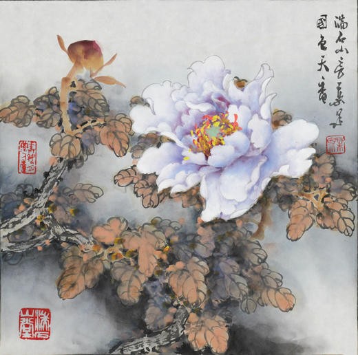 叶泉《国色天香》国画原作45CM*45CM 手绘宣纸花卉作品 商品图1