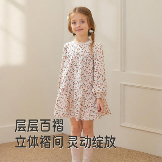 【商场同款】英氏女童连衣裙四季女童长袖碎花裙子纯棉女生裙子 商品图2
