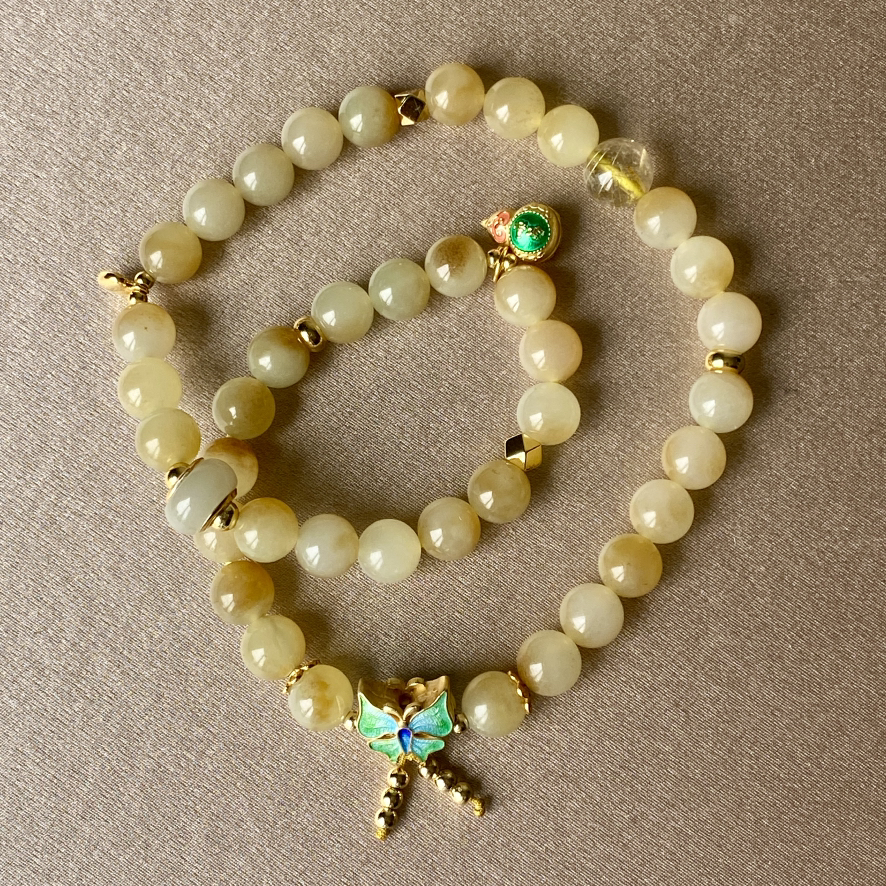 和田玉（糖玉）8mm玉珠（圆珠）手串