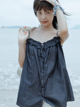 步履不停/5B14069C/女生感牛仔吊带
