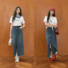 【严选】诗凡黎醋酸棉复古牛仔半身裙2025秋新款开叉A字百搭显瘦中长裙女7G7340511 商品缩略图1